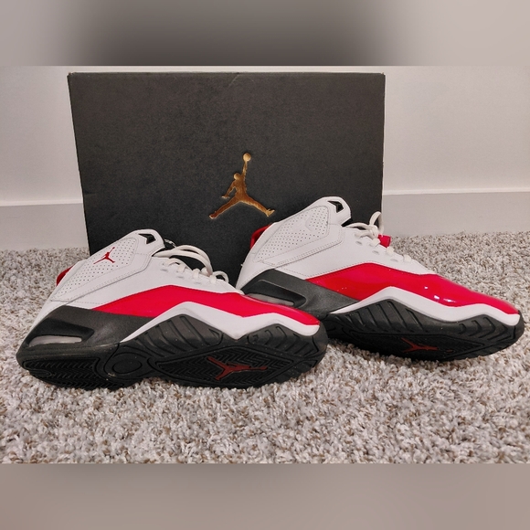 Jordan Red and White High-Top Sneakers - Picture 8 of 17